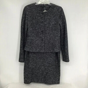 Ann Taylor Women’s Two Piece Wool Blend Tweed Suit Stretch Career Black Size 6